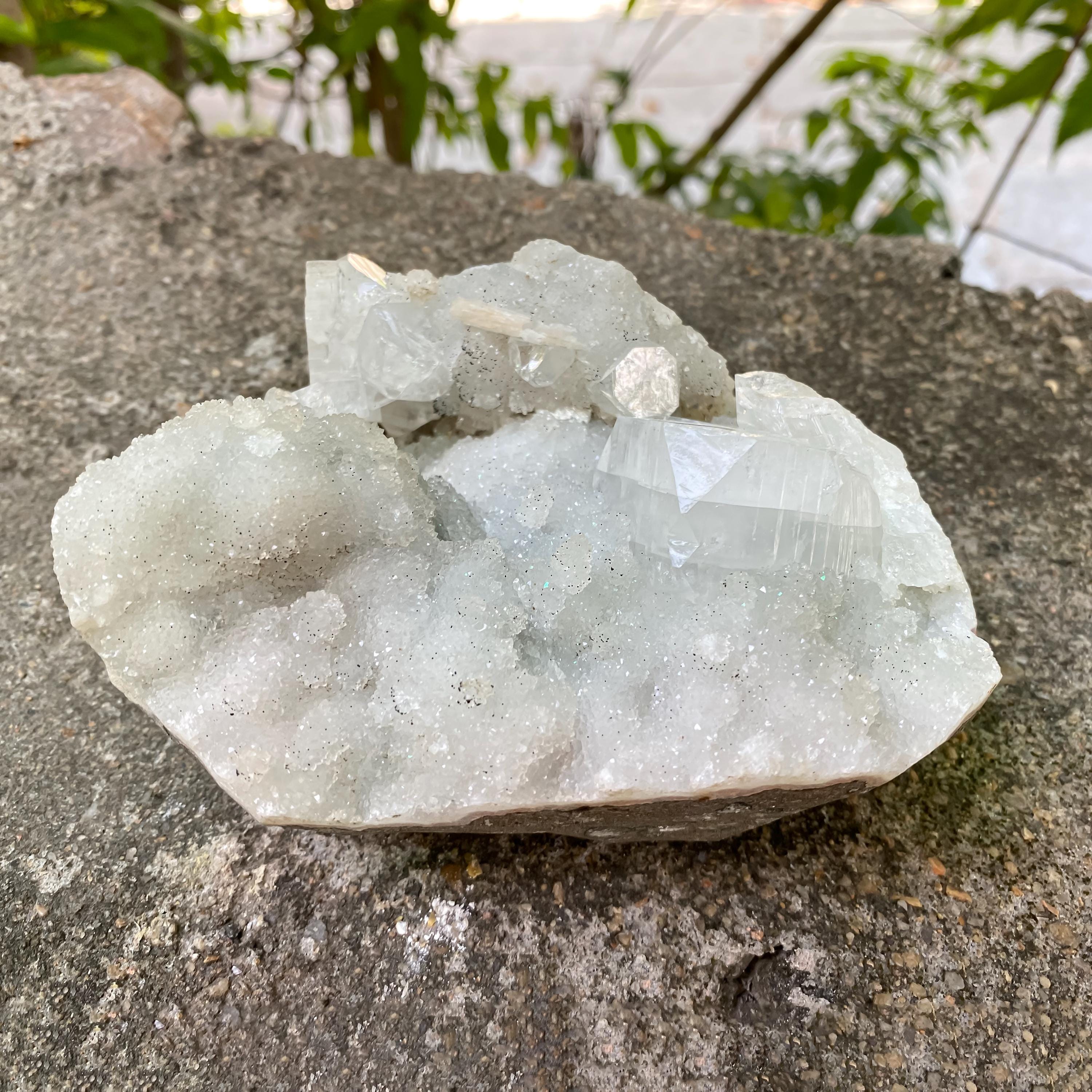 Natural Healing Stone, Cubic Apophyllite Zeolite Cluster: 710gm Meditation Home Decor Rough