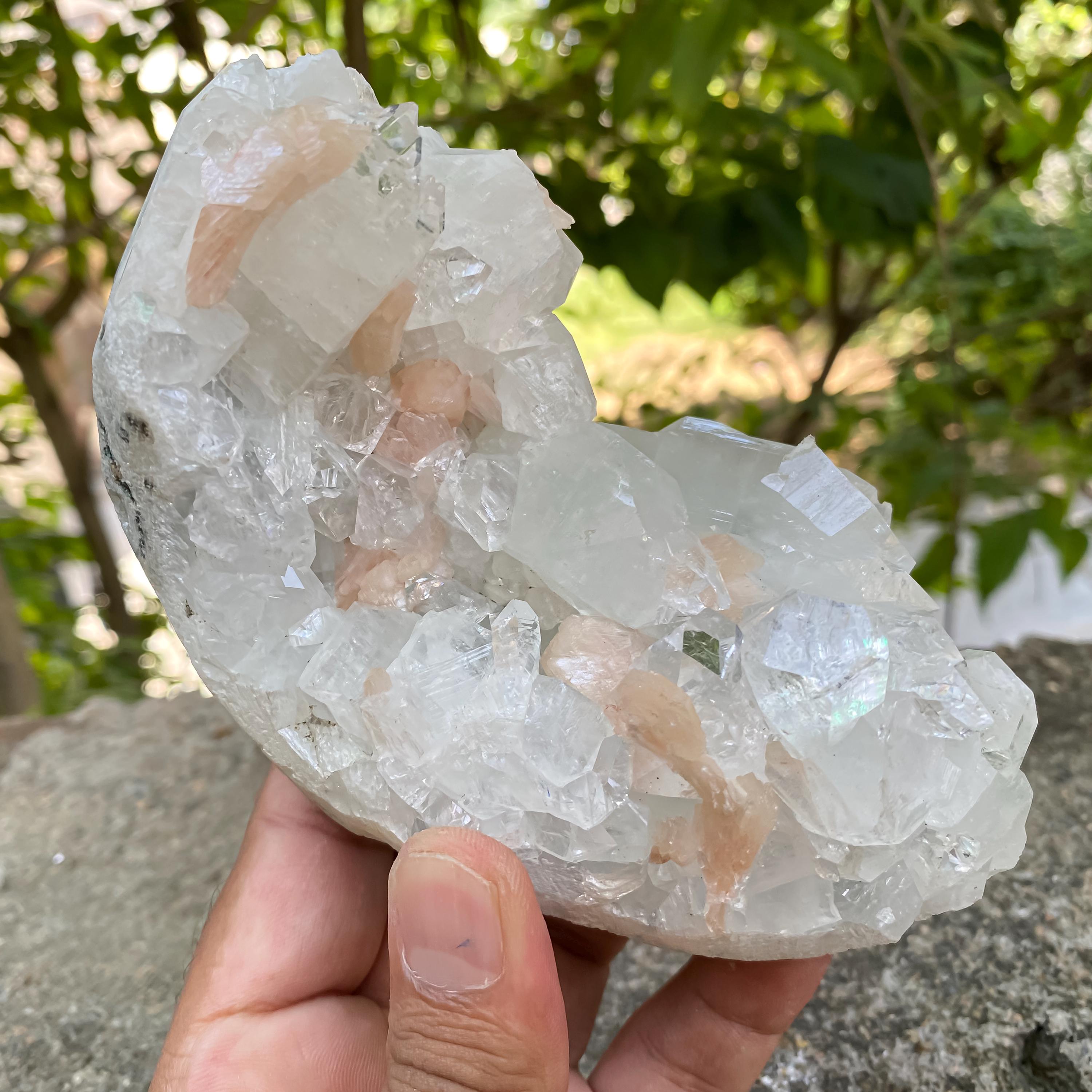 Apophyllite Crystal Cluster, Stilbite Zeolite Specimen, 610gm Cubic White Crystals Raw, White Apophyllite Zeolite Cluster