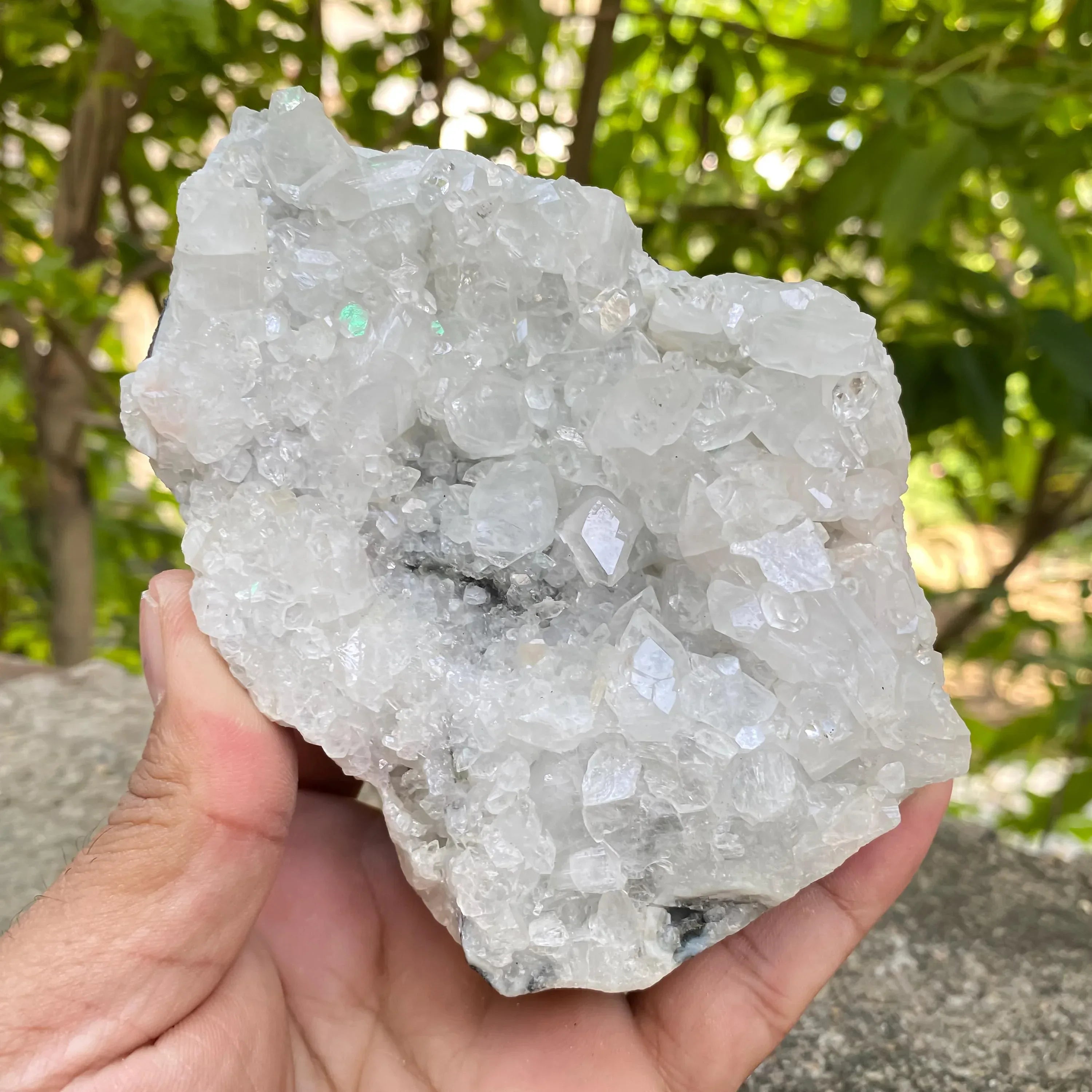 White Apophyllite Cluster: Raw Healing Crystal, Reiki Meditation Stone 580gm Zeolite