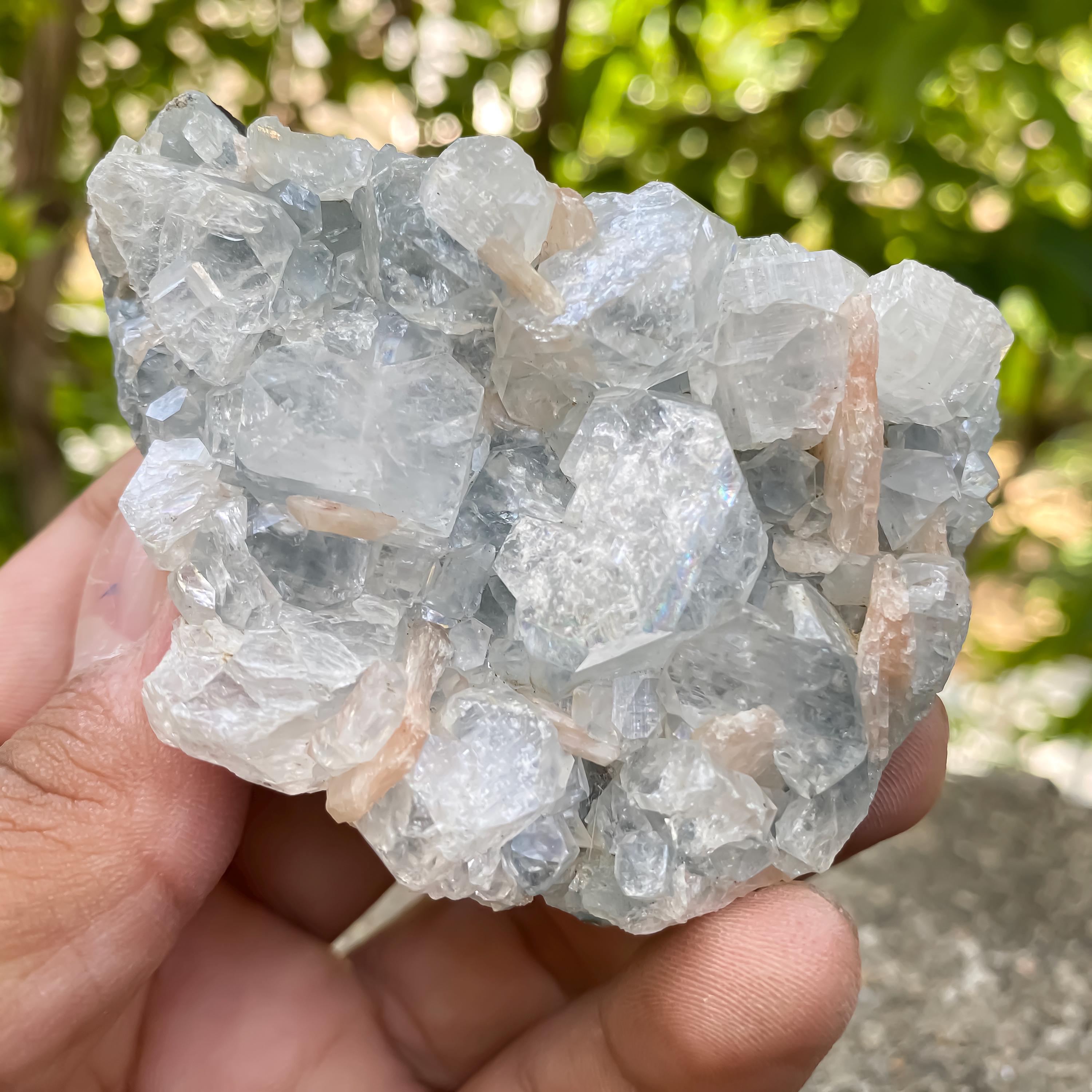 Natural Apophyllite Zeolite Cluster, Stilbite Crystal Rough  160gm High Vibration Healing Stone