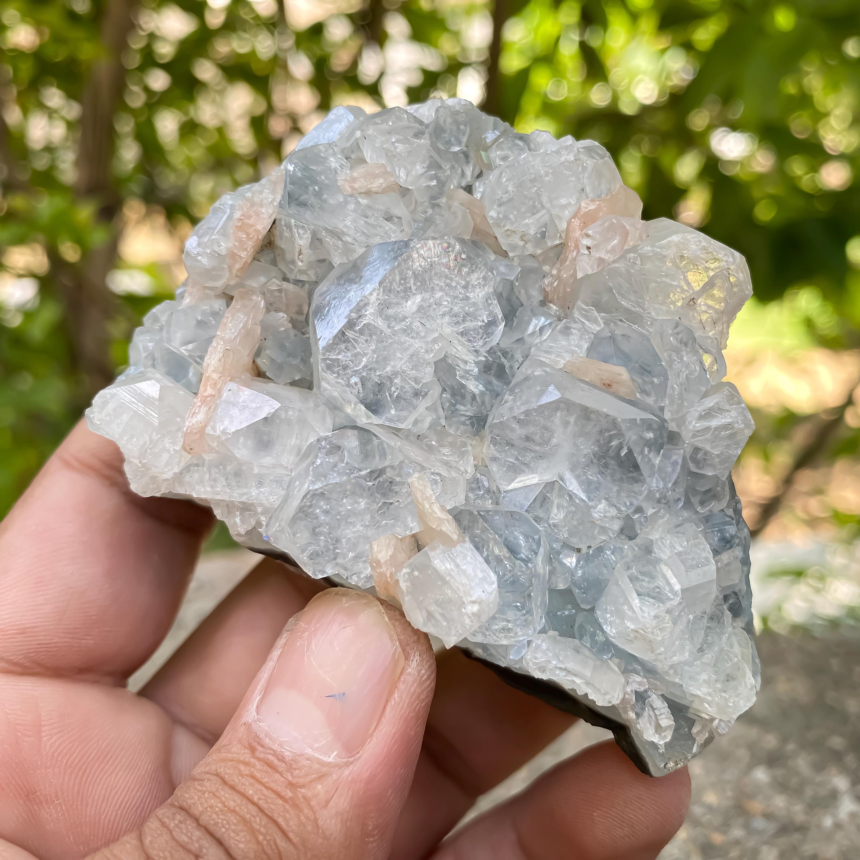 Natural Apophyllite Zeolite Cluster, Stilbite Crystal Rough  160gm High Vibration Healing Stone