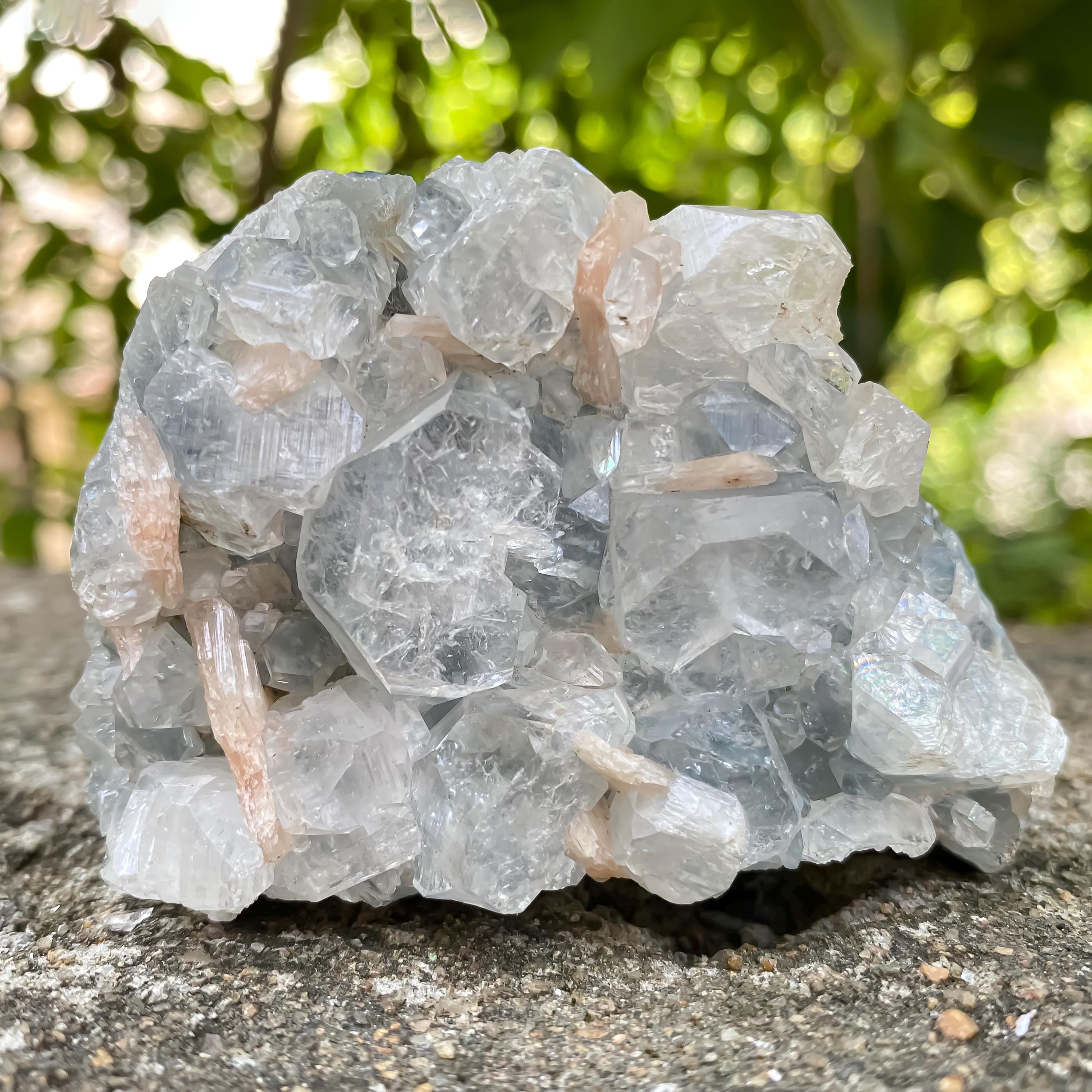 Natural Apophyllite Zeolite Cluster, Stilbite Crystal Rough  160gm High Vibration Healing Stone