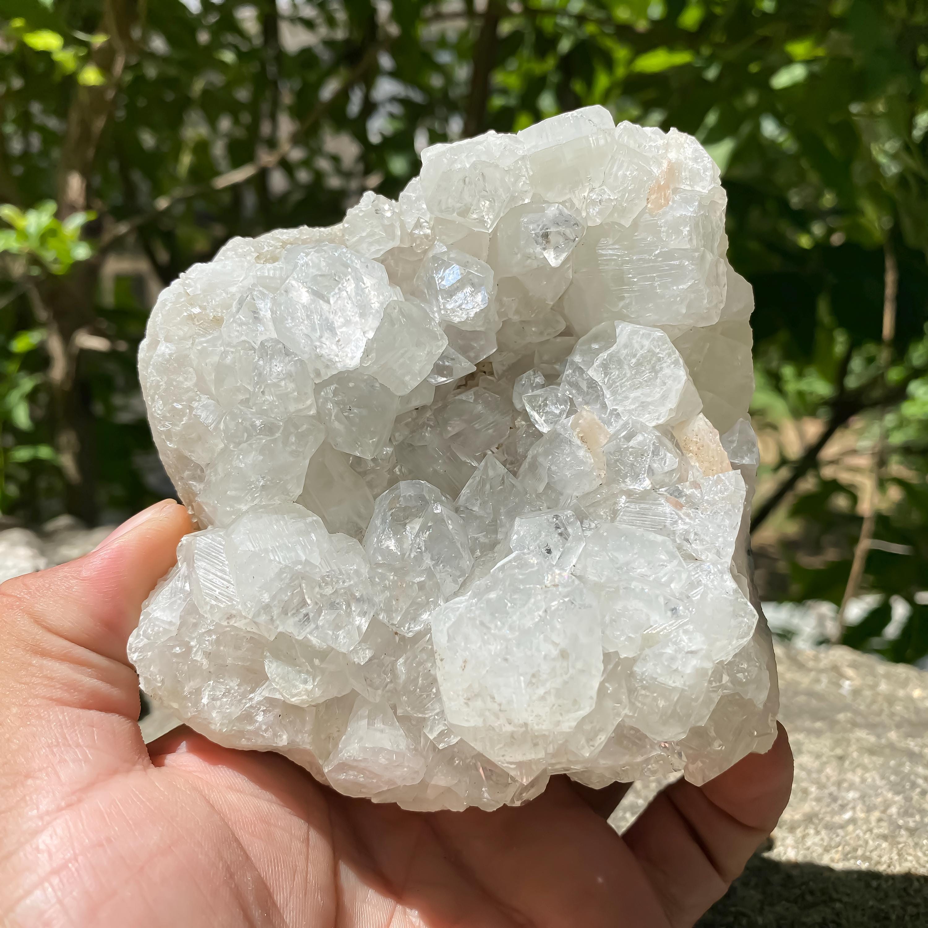 White Apophyllite Crystal Cluster: Healing Stone Home Decor 640gm