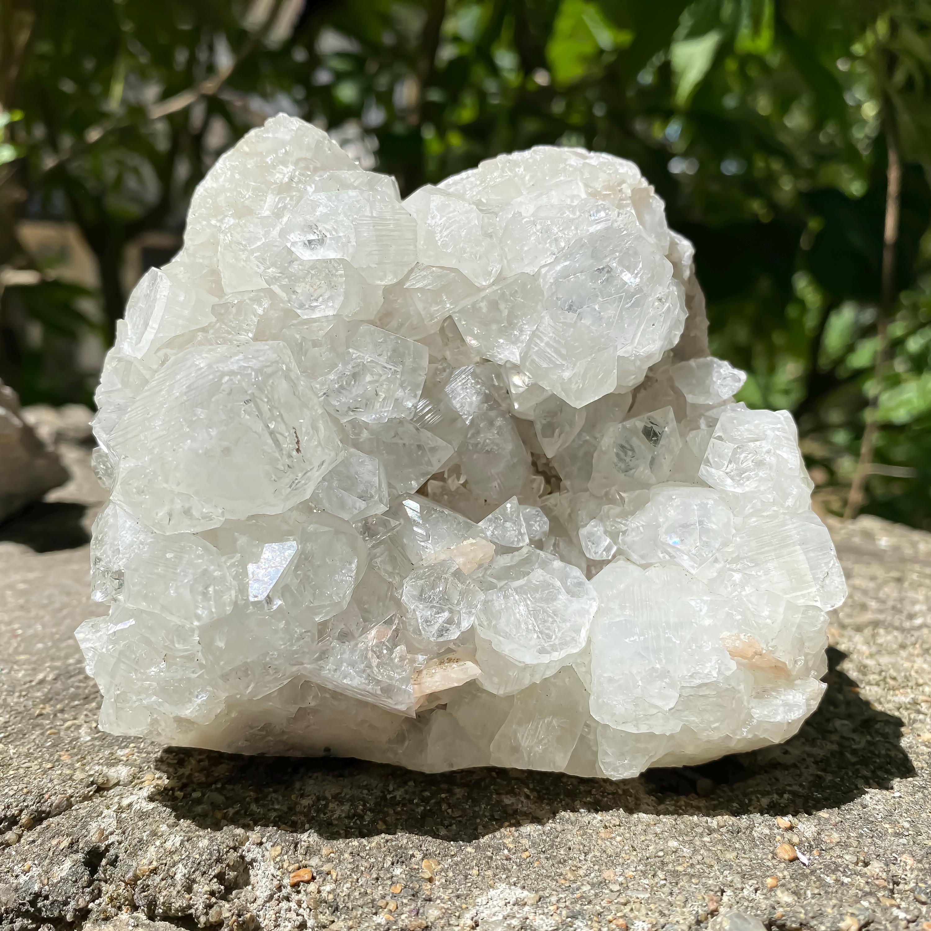 White Apophyllite Crystal Cluster: Healing Stone Home Decor 640gm