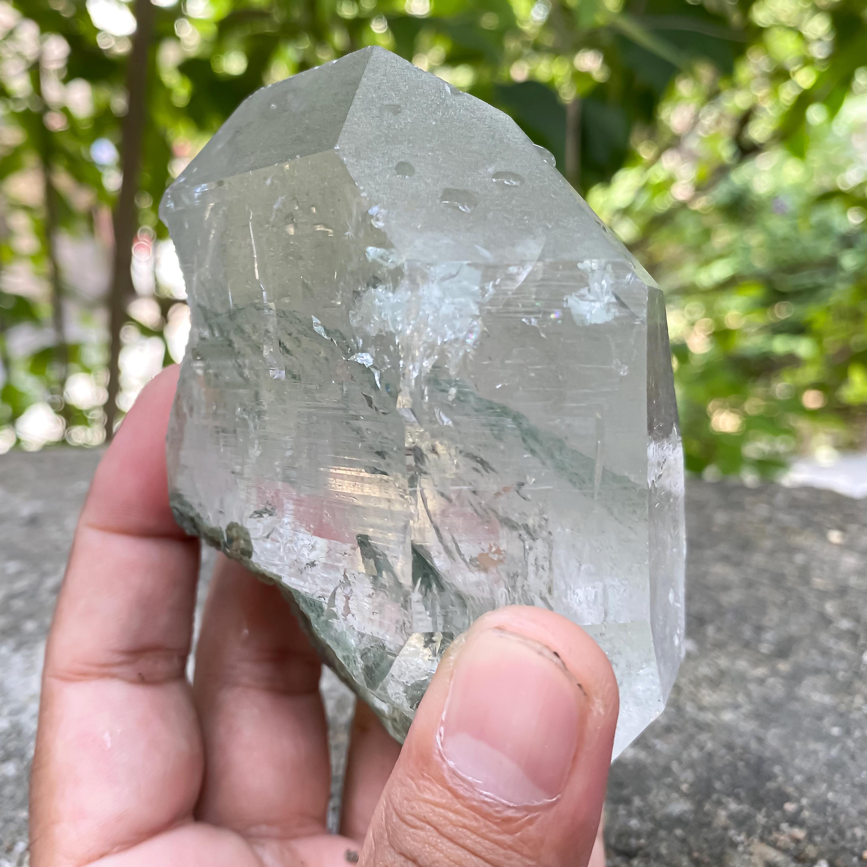Green Chlorite Quartz Crystal Rough 515gm Natural Chlorite in Quartz