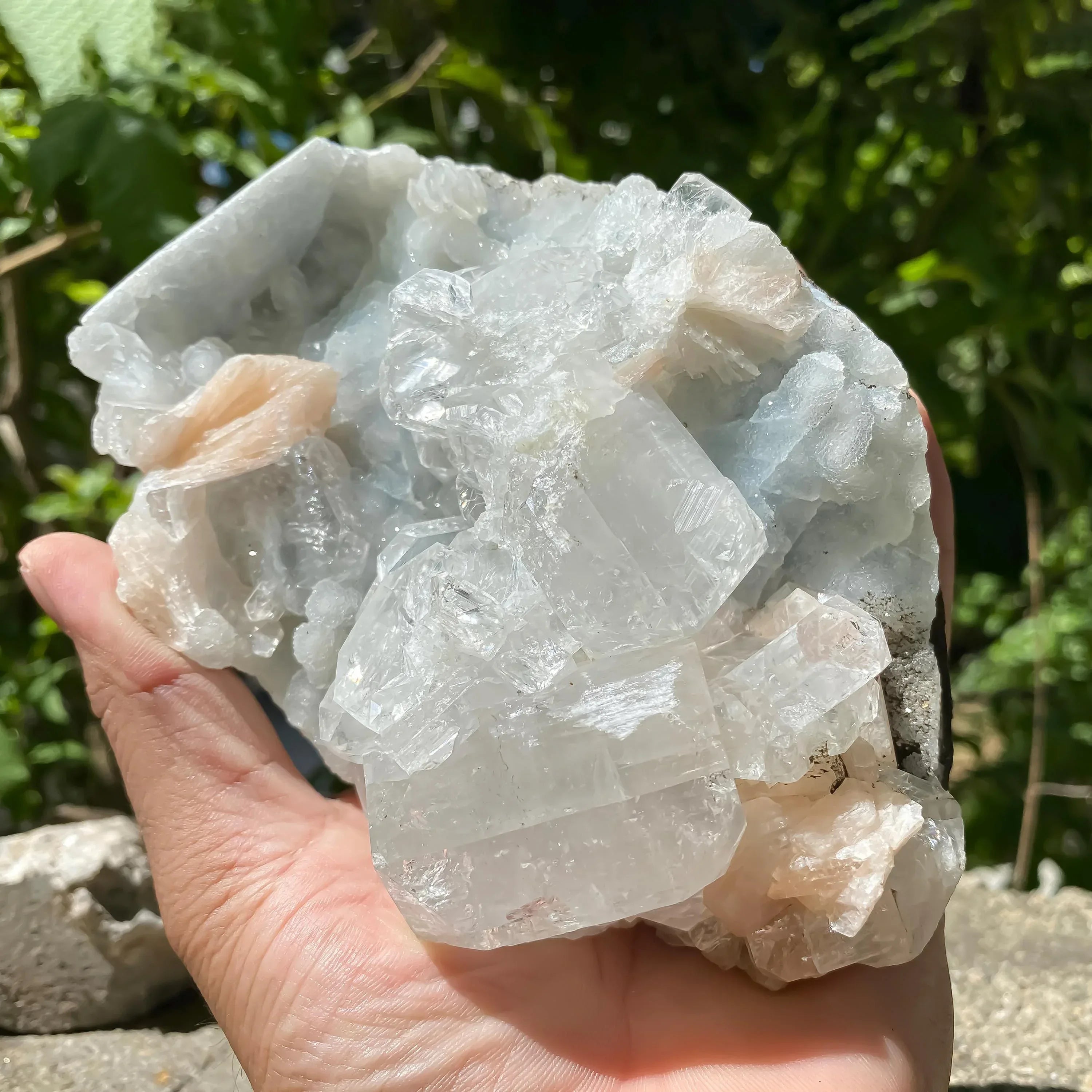 Apophyllite and Stilbite Crystal Cluster Natural Zeolite Mineral from India Healing Stone Rough 855gm Zeolite