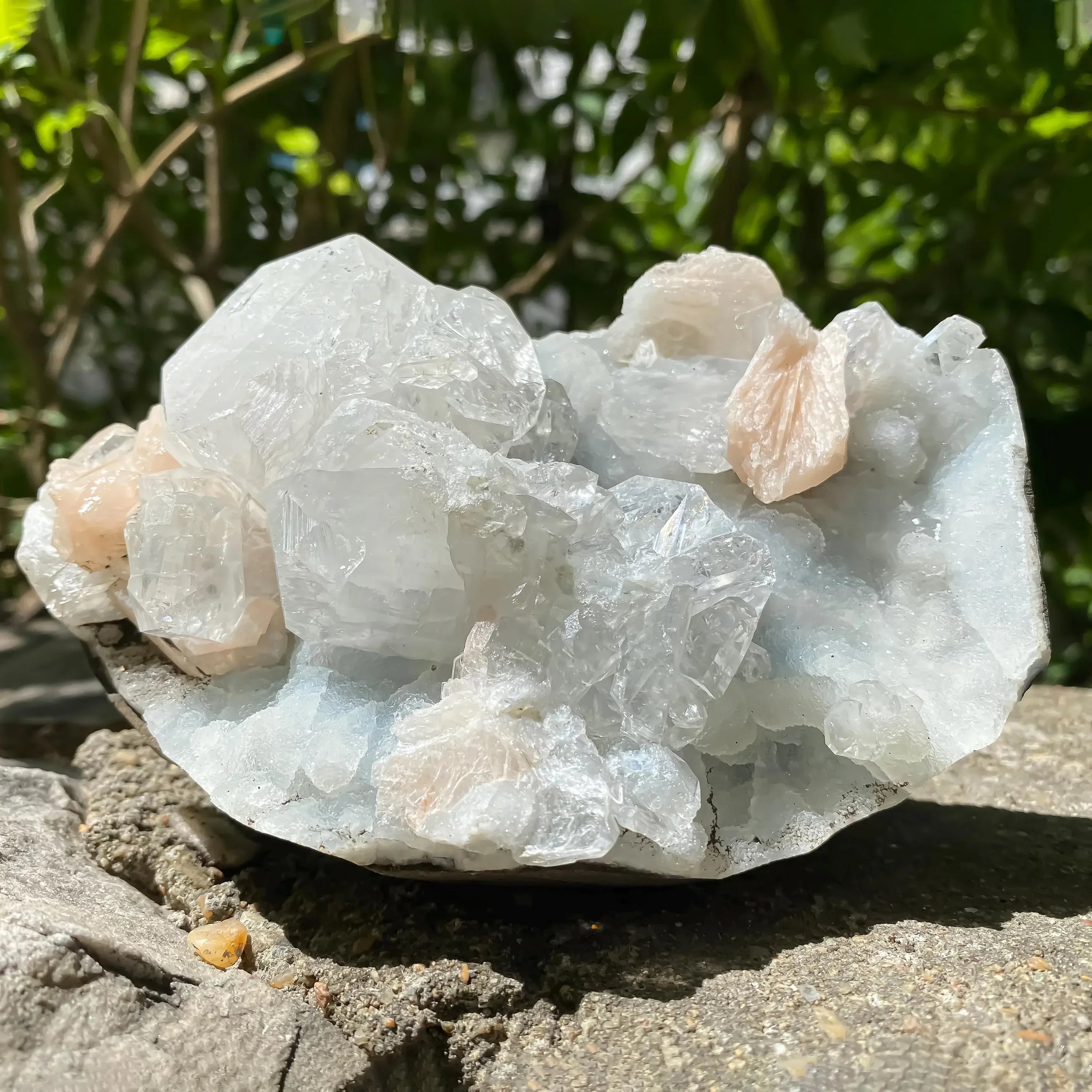 Apophyllite and Stilbite Crystal Cluster Natural Zeolite Mineral from India Healing Stone Rough 855gm Zeolite