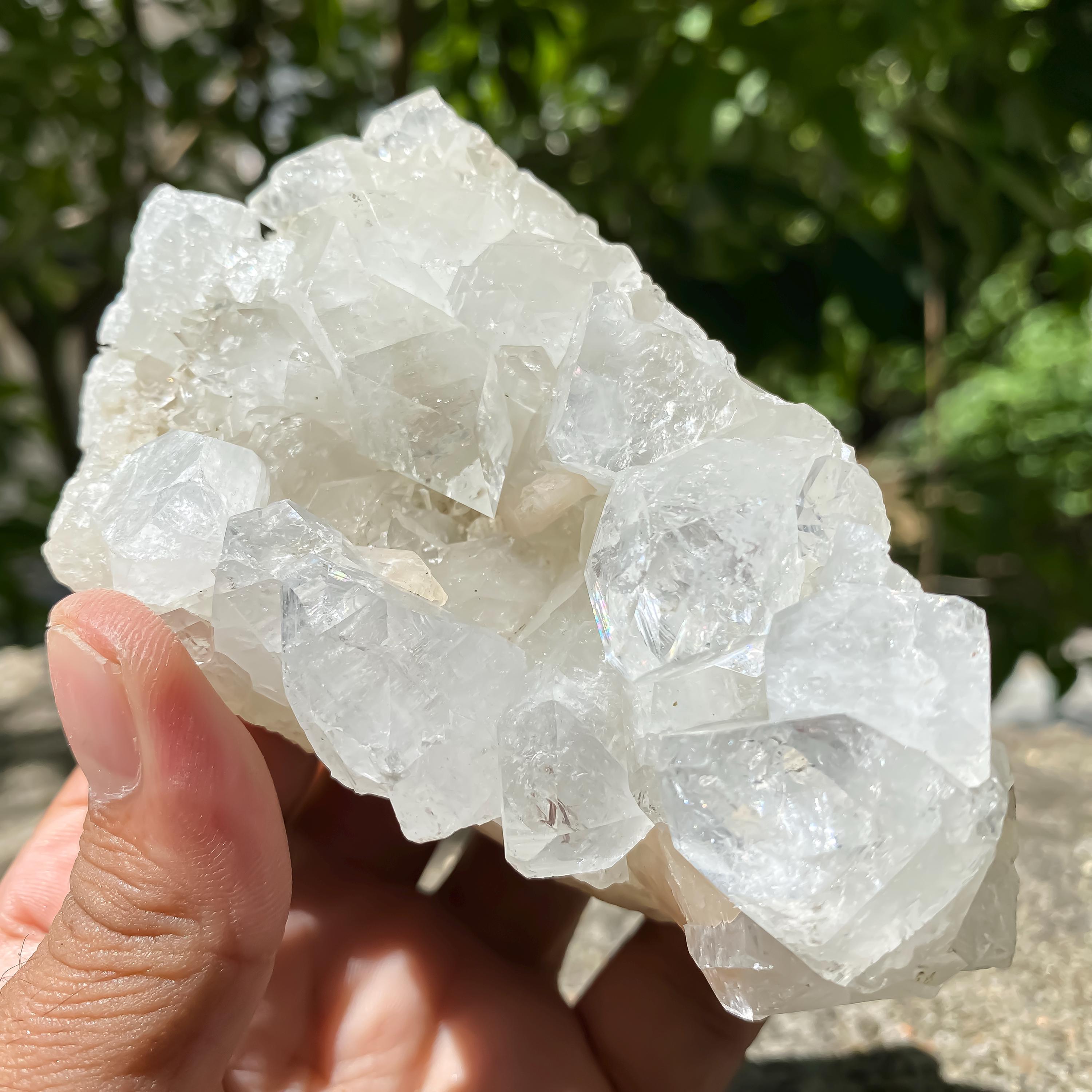 Natural Apophyllite Cluster Geode | 350gm Sparkling Crystal Points, Healing Stone, Mineral Specimen
