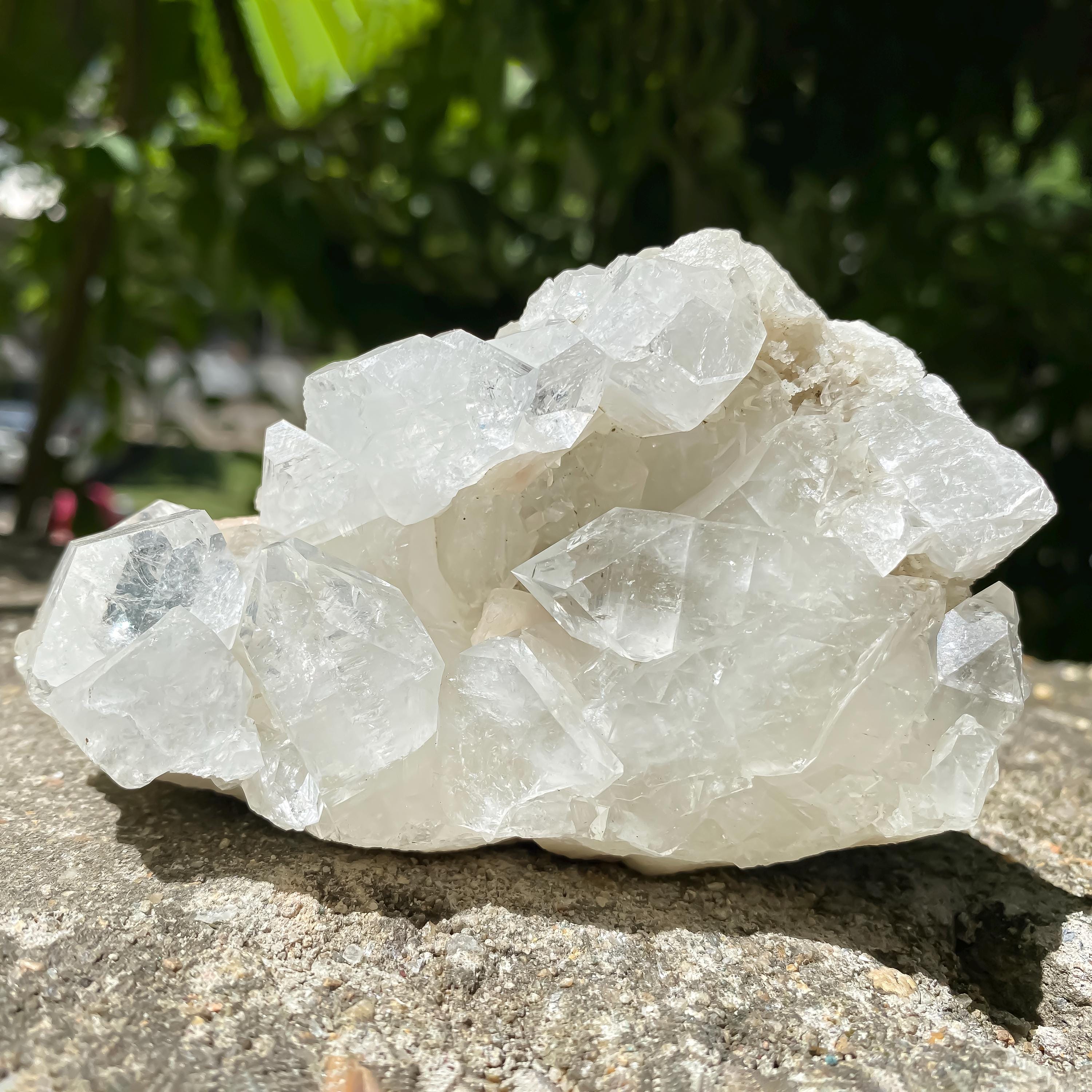 Natural Apophyllite Cluster Geode | 350gm Sparkling Crystal Points, Healing Stone, Mineral Specimen