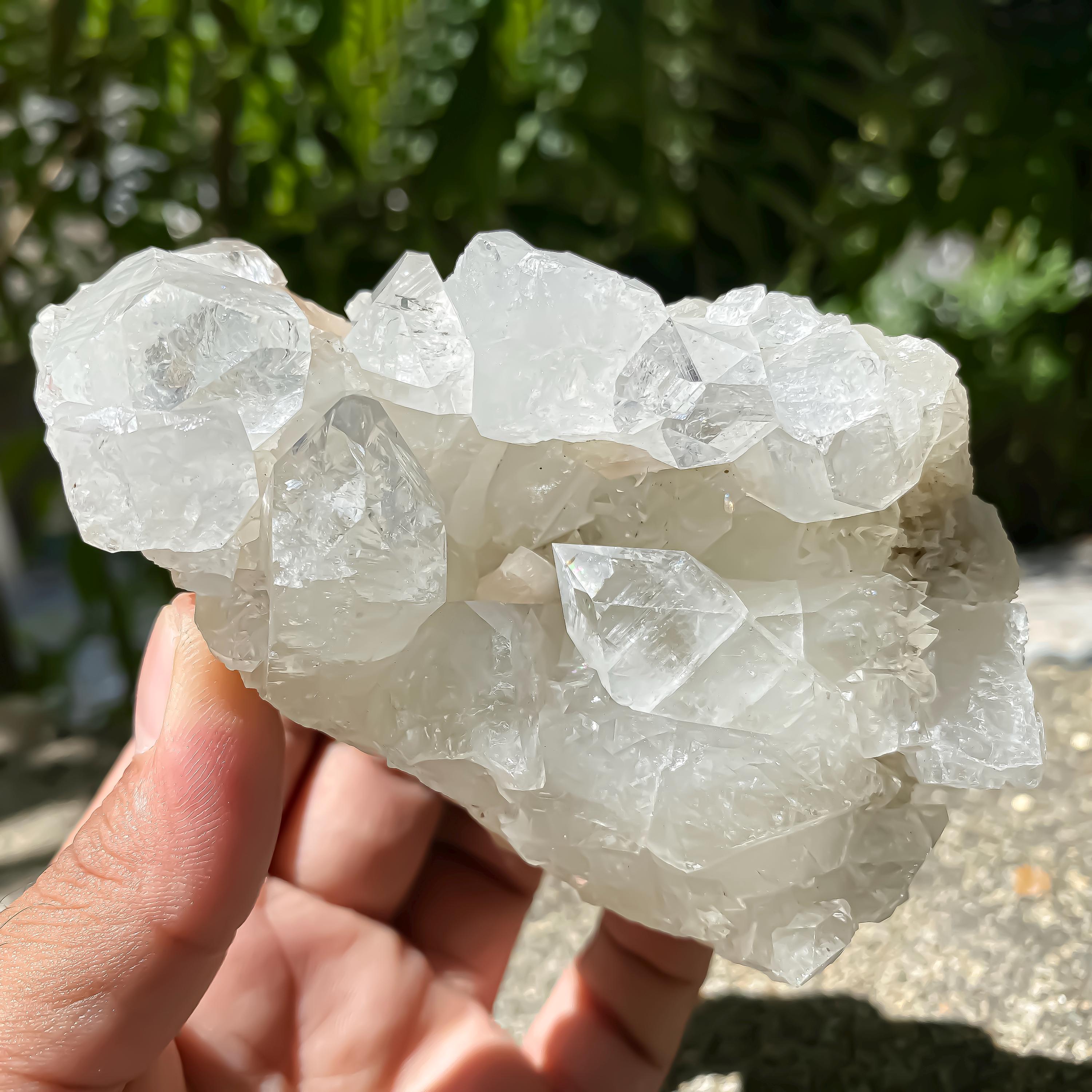 Natural Apophyllite Cluster Geode | 350gm Sparkling Crystal Points, Healing Stone, Mineral Specimen