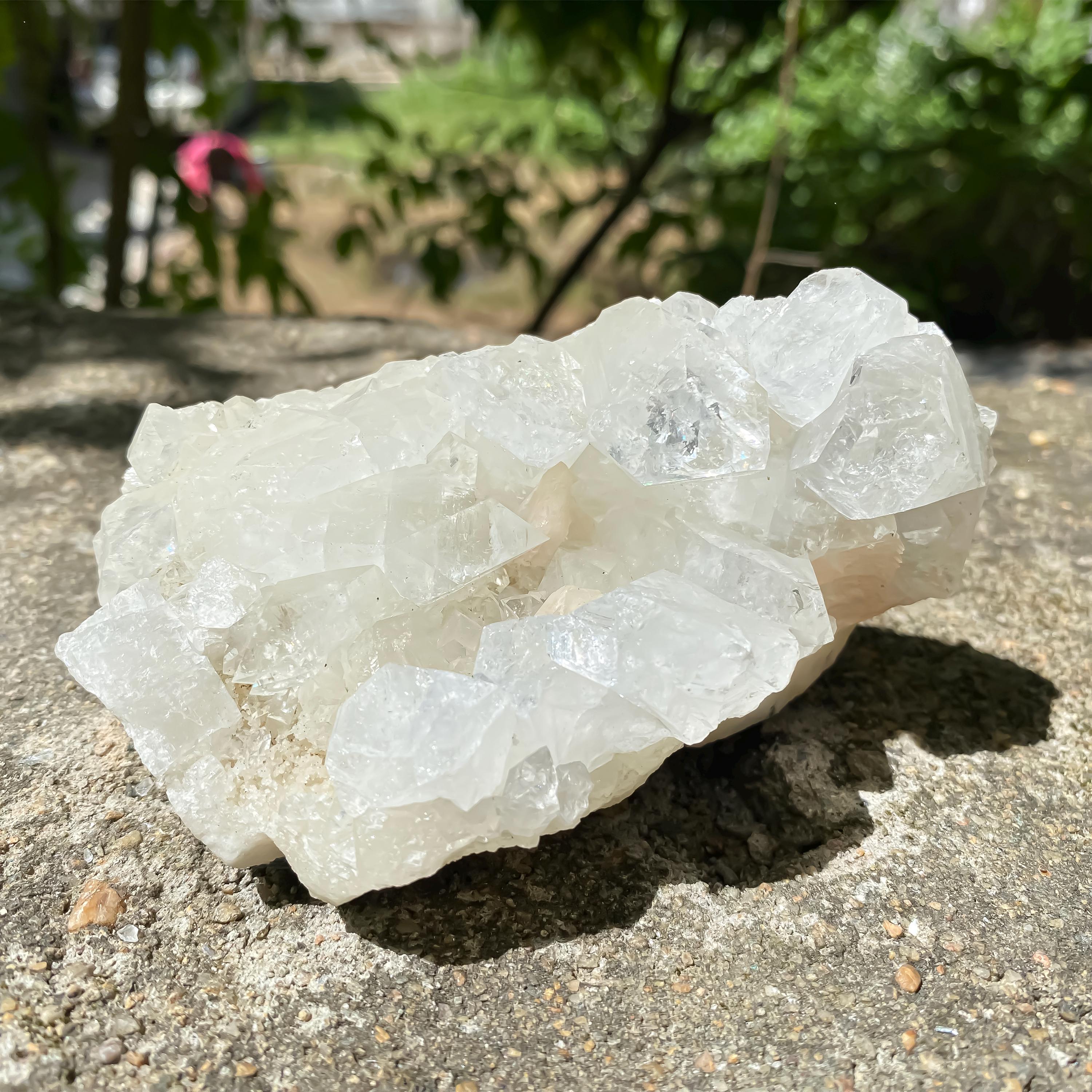 Natural Apophyllite Cluster Geode | 350gm Sparkling Crystal Points, Healing Stone, Mineral Specimen