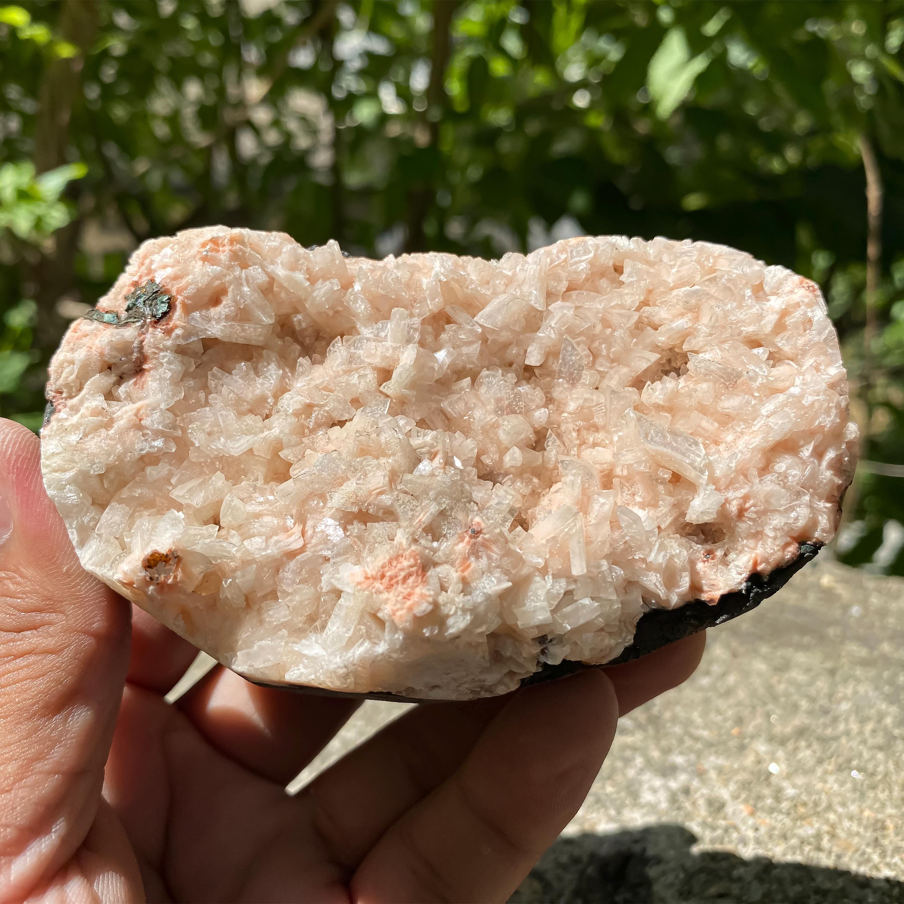 Natural Stilbite Apophyllite Geode Specimen: Rough Mineral Collection Cluster 365gm