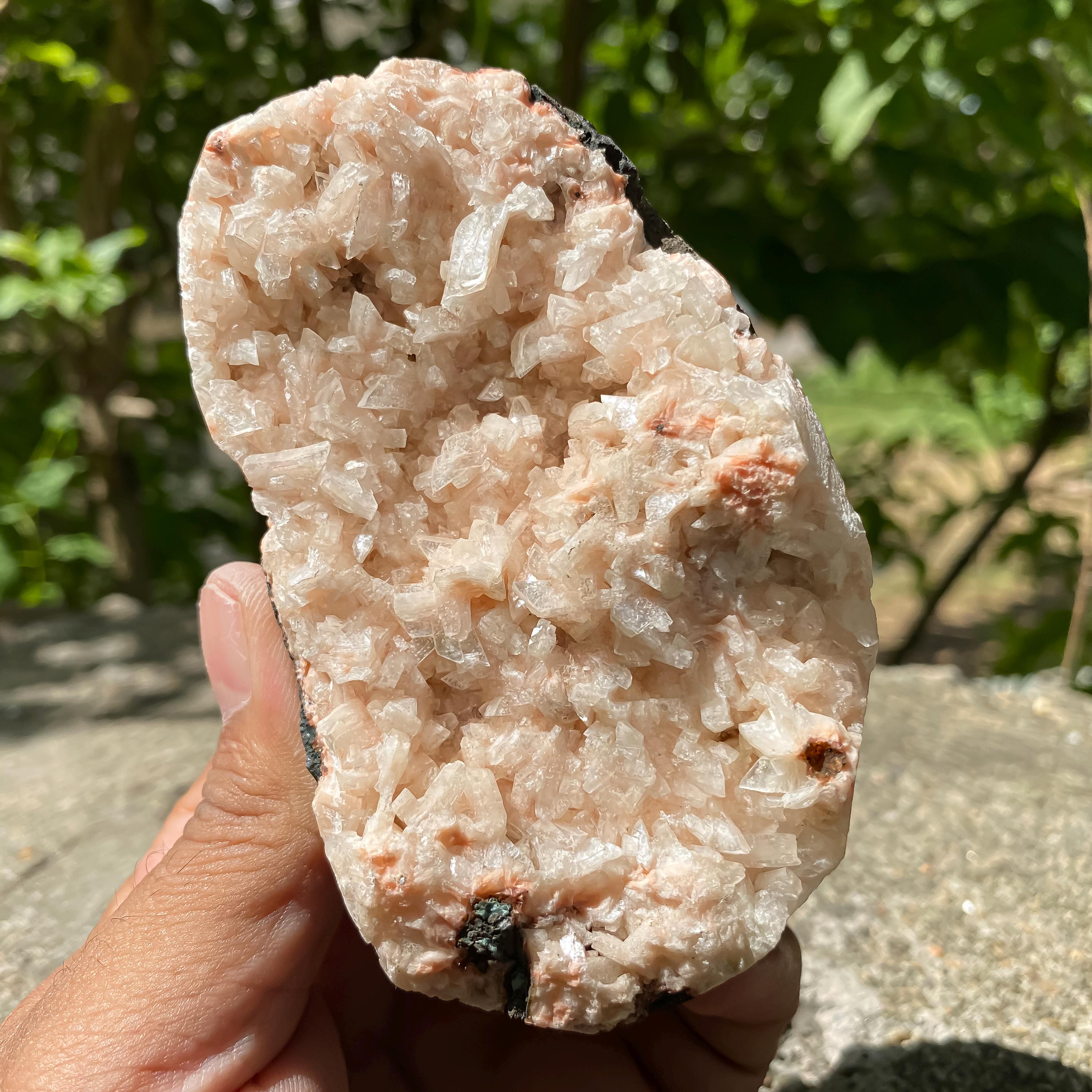Natural Stilbite Apophyllite Geode Specimen: Rough Mineral Collection Cluster 365gm