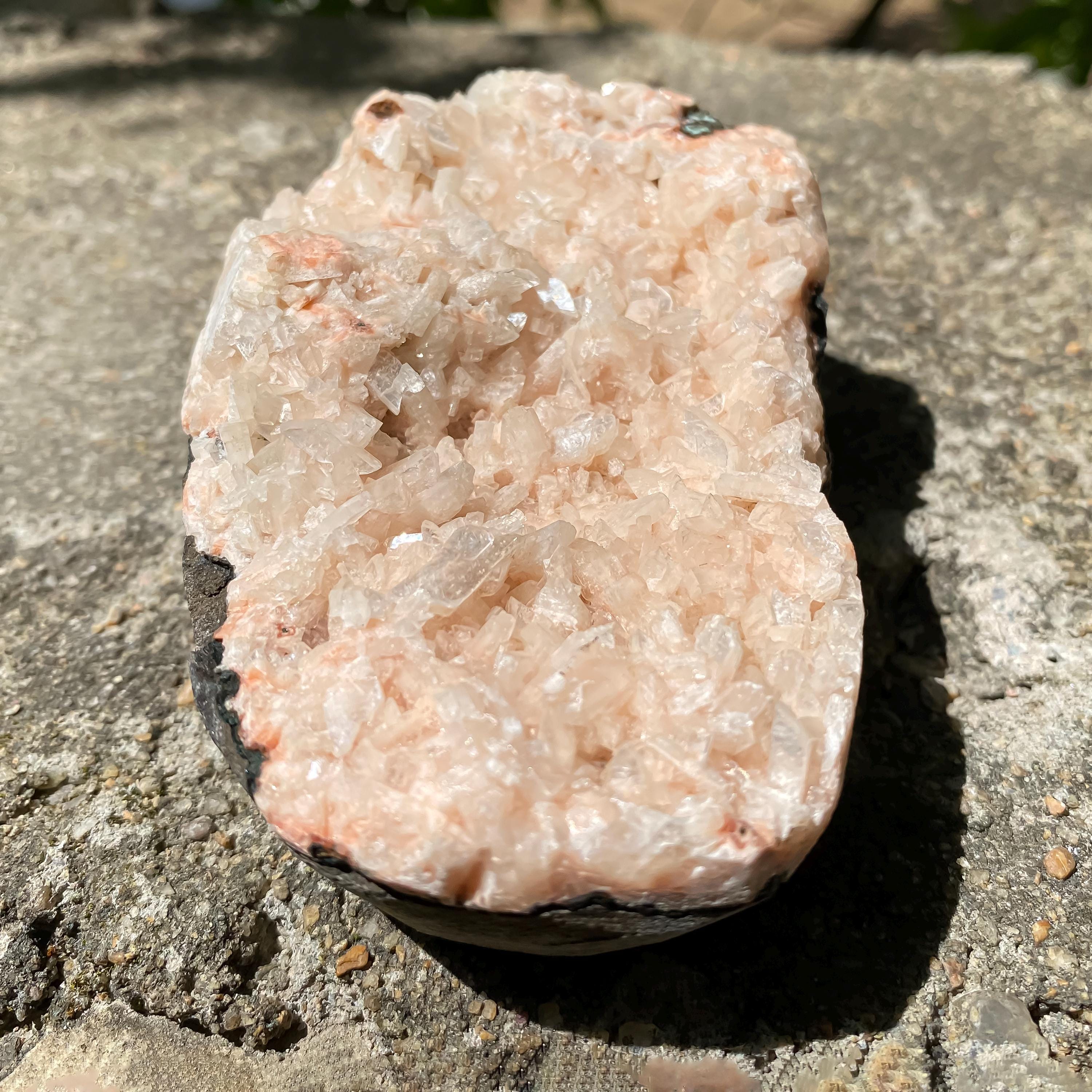 Natural Stilbite Apophyllite Geode Specimen: Rough Mineral Collection Cluster 365gm