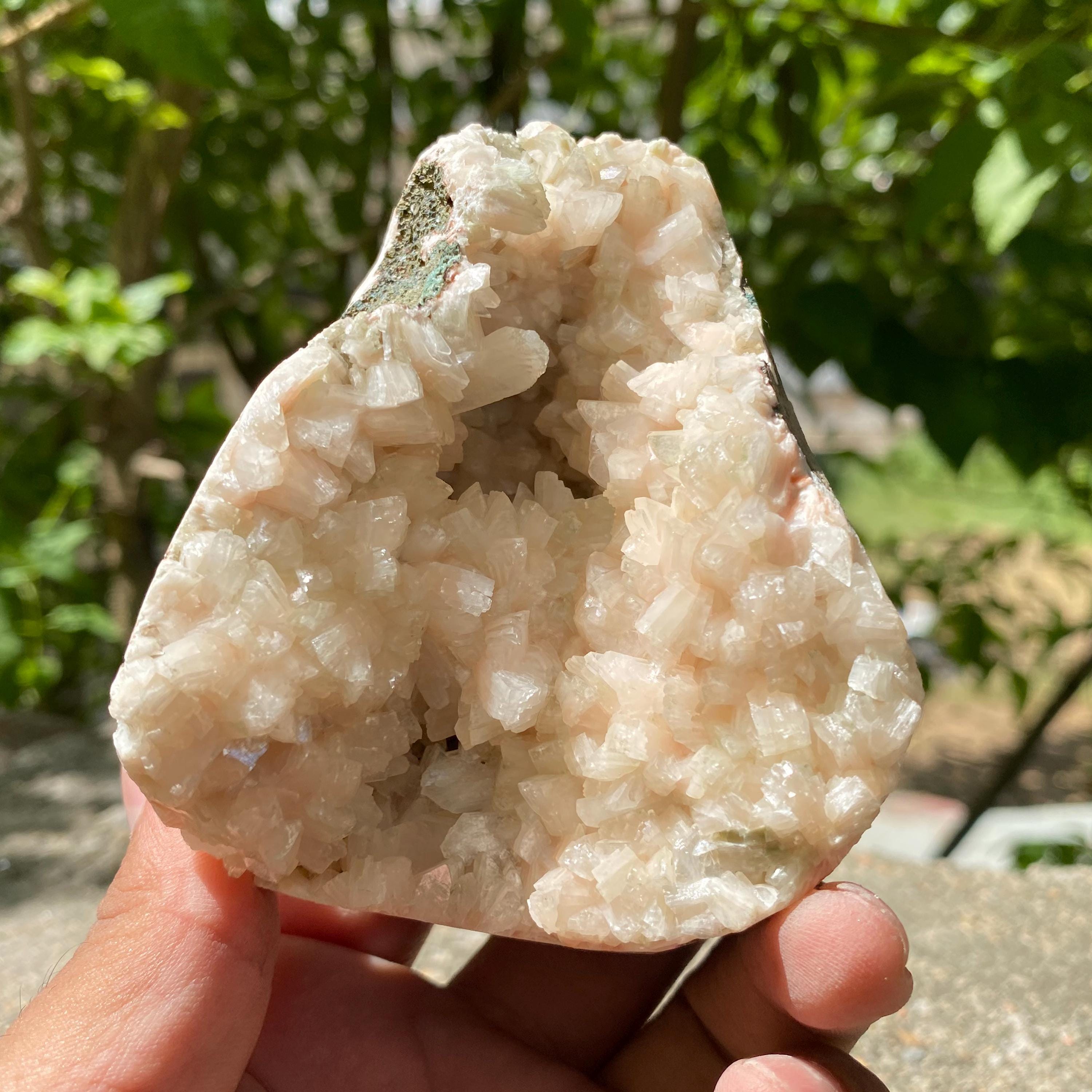 Peach Stilbite Apophyllite Cluster: Calming Reiki Healing Crystal 365gm