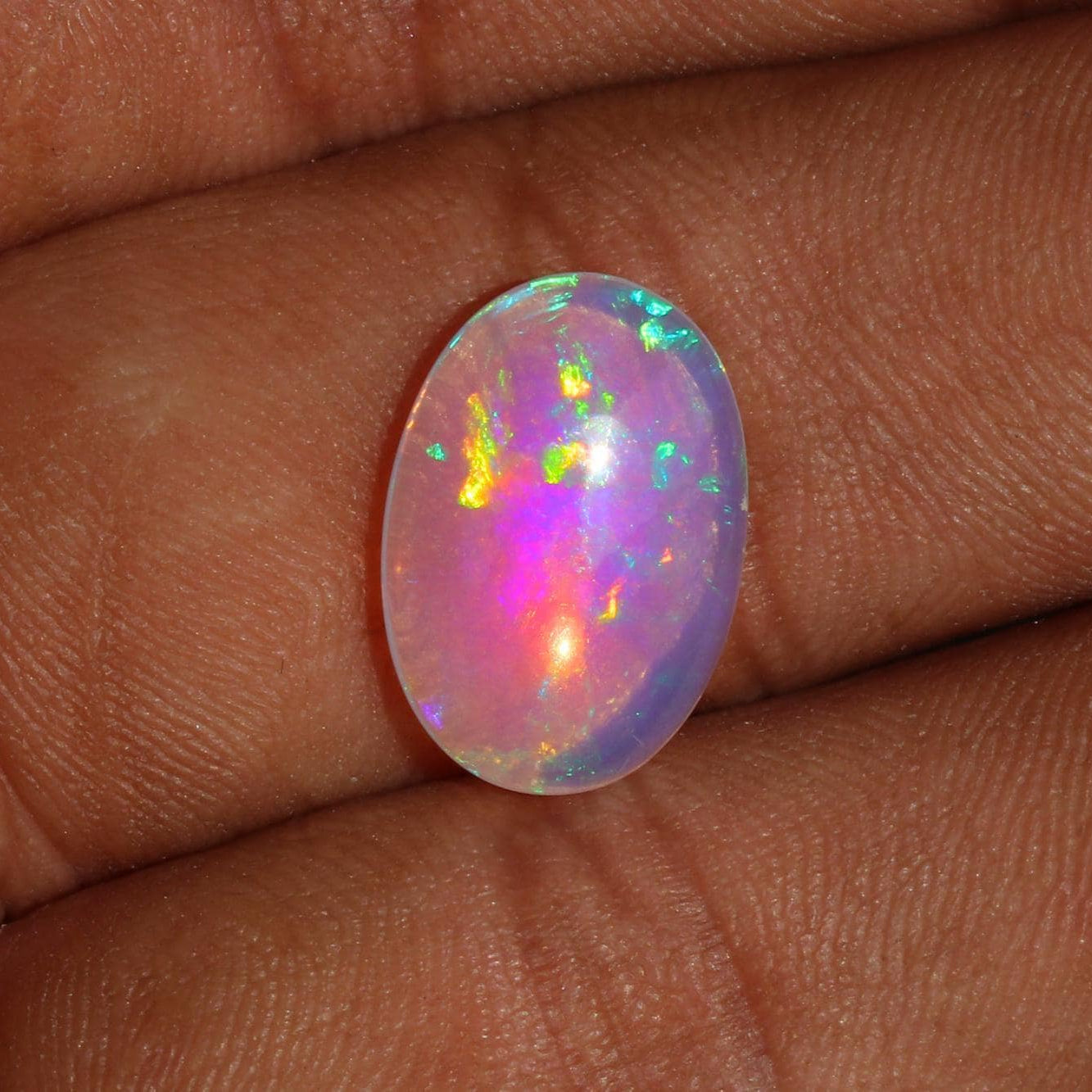 Ethiopian Welo Opal Cabochon: 16x11mm Oval Gemstone, Multi-Fire, 3 Cts