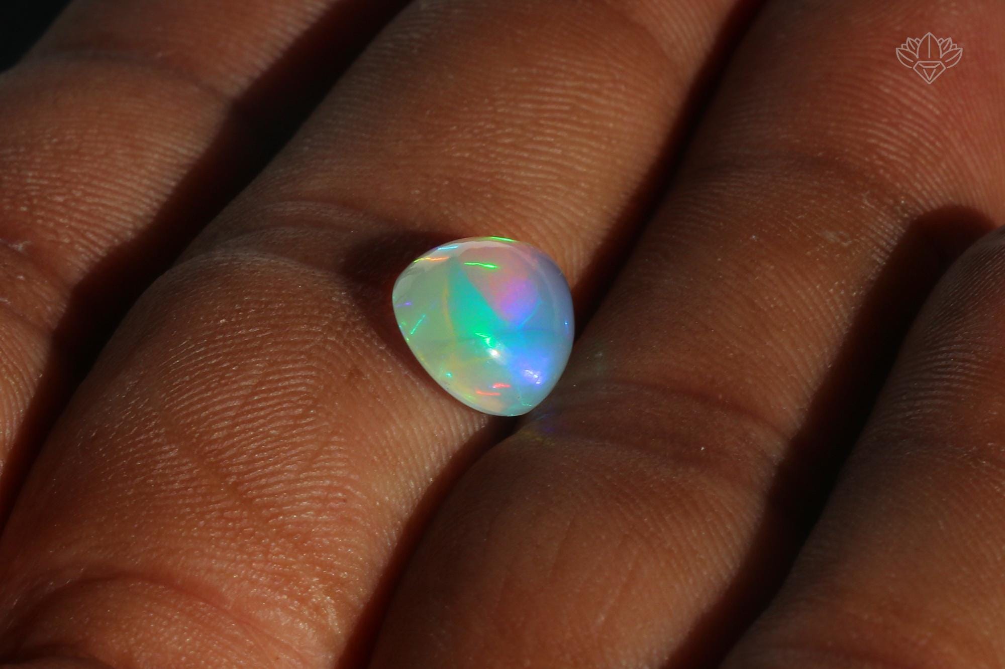 Ethiopian Opal Pear Cabochon: Multi-Fire Welo Gemstone, October Birthstone