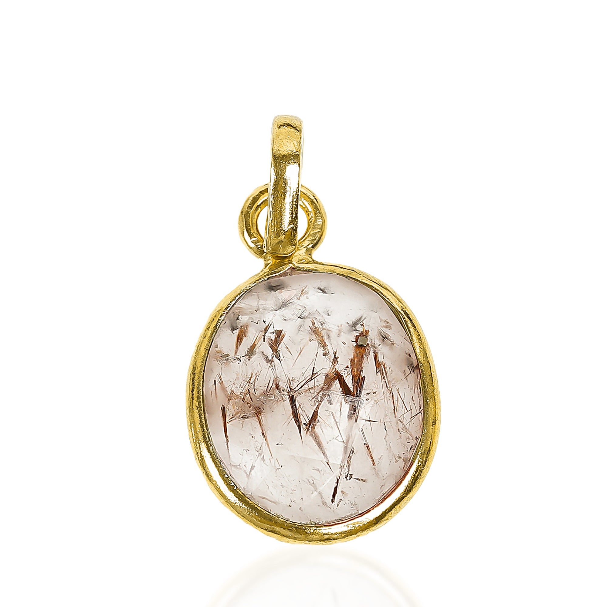 Cacoxenite Rose Cut Pendant Natural Gemstone Pendant 925 Sterling Silver Handmade Jewelry Gift